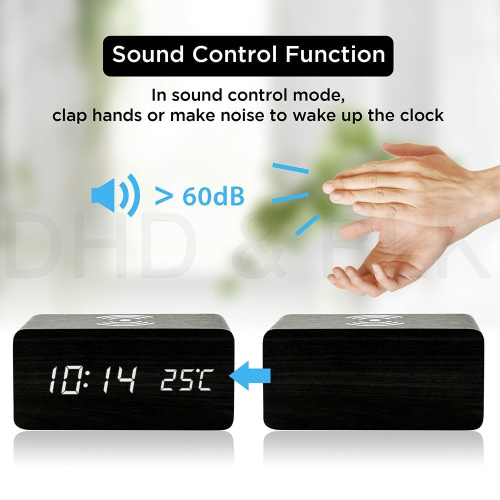 Alarm Clock Large Digital LED Display Portable Modern Battery Operated MMH
