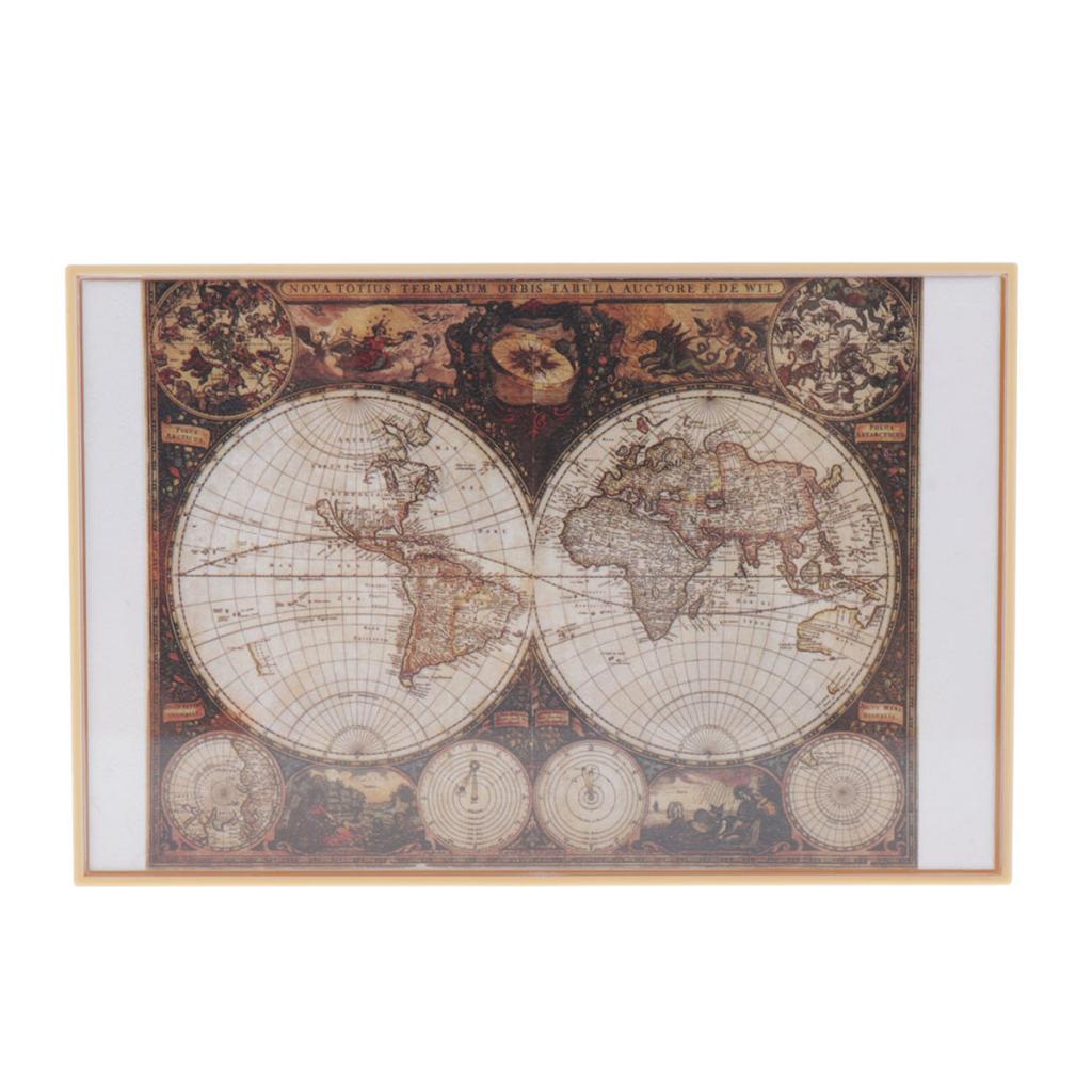 1:6 1:12 Dolls House Miniature Antique Big the World Map Room Wall Decor