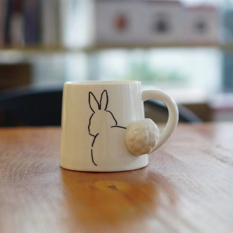 Fr/ühst/ückstasse aus feiner Keramik mit Hasen-Schwanz Durch das Aufstellen eines klassischen Teelichts im Inneren der Tasse wird der Kaninchen leuchten.