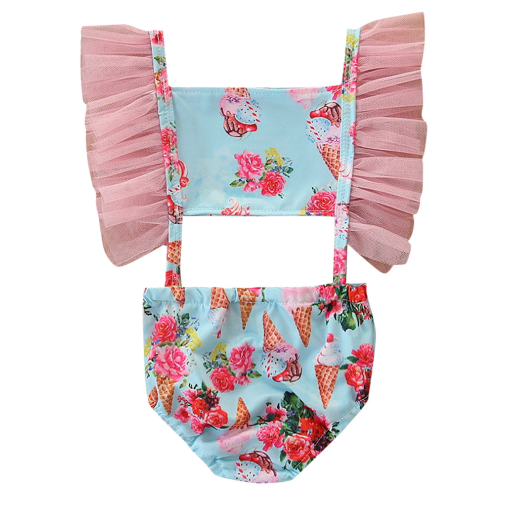 Toddler Fashion Kids Baby Swimwear Girls Ice Cream Print Bikini One