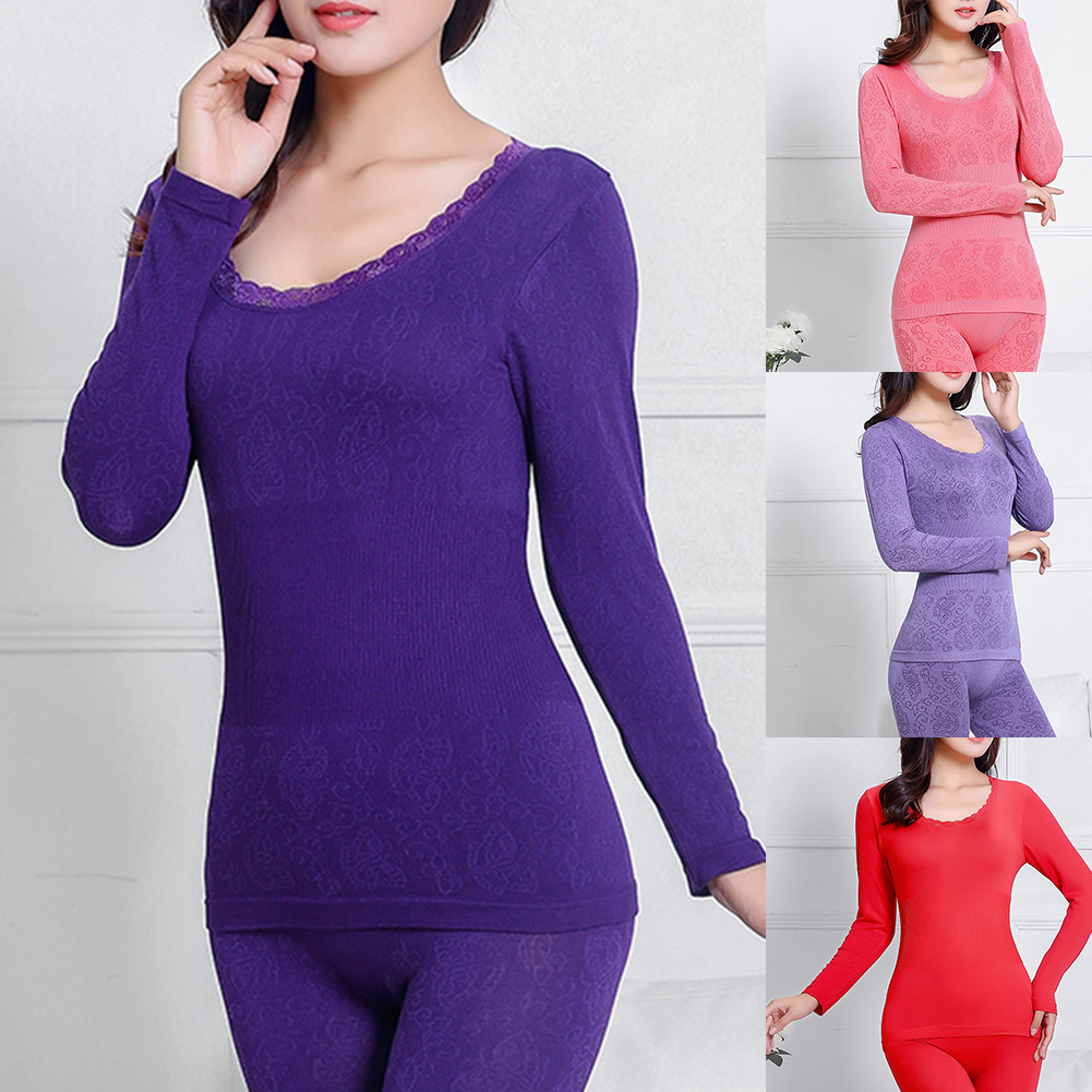 Description Picture 3 of itemLace Thermal Underwear Sexy Ladies Clothes Warm Winter Print Seamless Antibacterial Intimates 2020 Elastic Women Shaped Sets