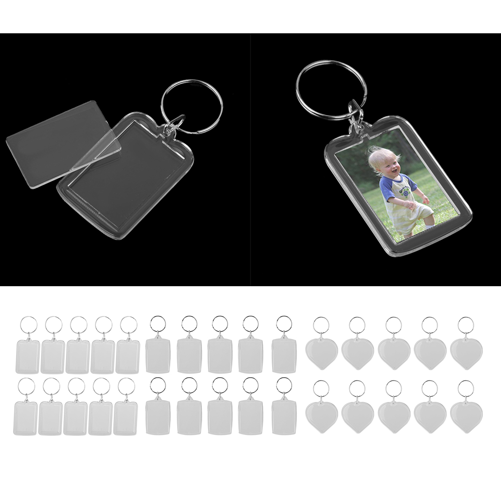 30x Acrylic Keychain Key Artwork Photo Insert Keyring Presents Gifts
