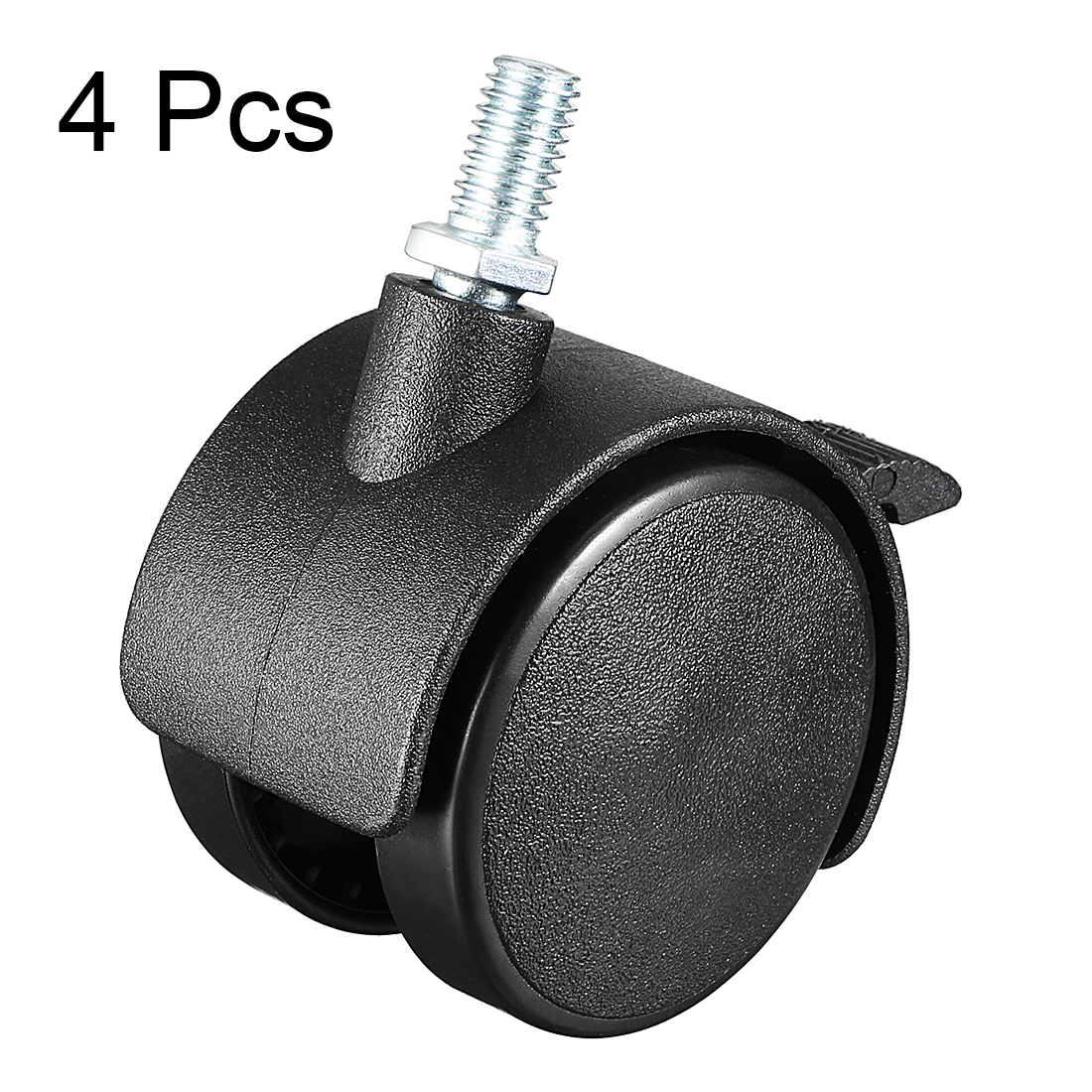 MroMax 2 Inch Swivel Caster Wheels PP 360 Degree Threaded Stem Caster Wheel with Brake M8 x 15mm Pack of 4 198lb Total Load Capacity