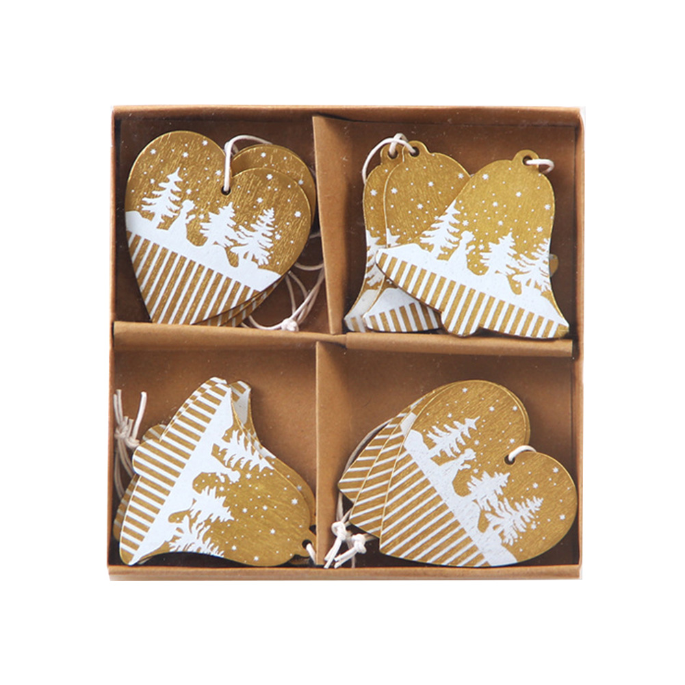 festival diy crafts wooden decorative hole party gift with bell