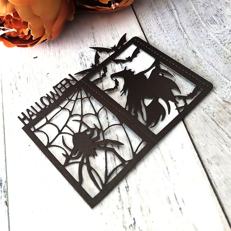 Halloween Pumpkin Witch House Spider Metal Stencil Cutting Dies Diy Scrapbooking
