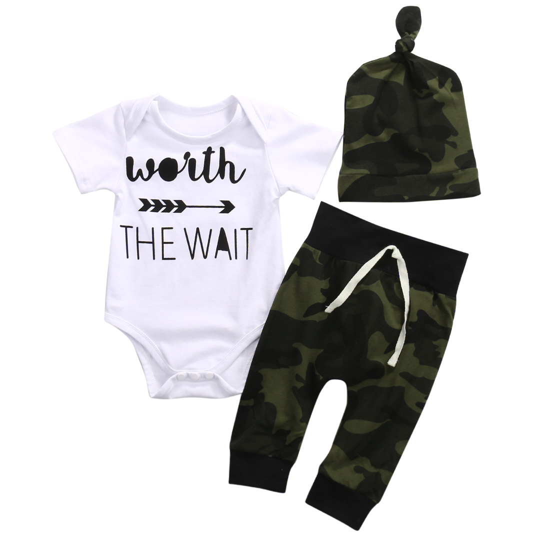 camo coming home outfit for a boy