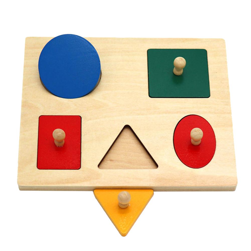TOYANDONA 4 Pezzi Puzzle Geometrico Bordo Montessori Puzzle a Forma Multipla Manopola Puzzle in Legno Materiale Didattico Prescolare Giocattolo Giocattolo Educativo
