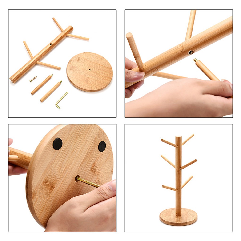 soporte para vasos cuadrados Soporte para tazas de drenaje de madera maciza de bamb/ú para taza de caf/é o t/é para la cocina HangzhoushiJacob Elsie