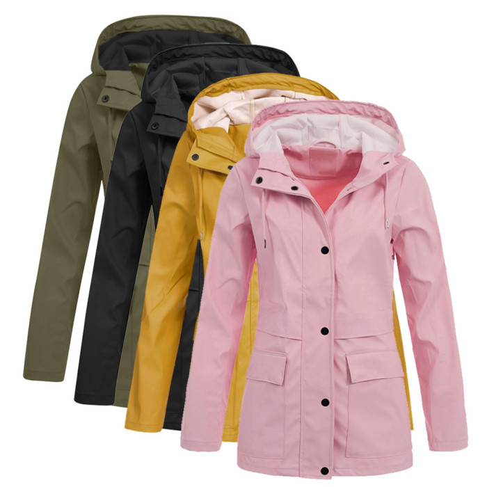 jackets solid color long hooded mountaineering jackets coat tops