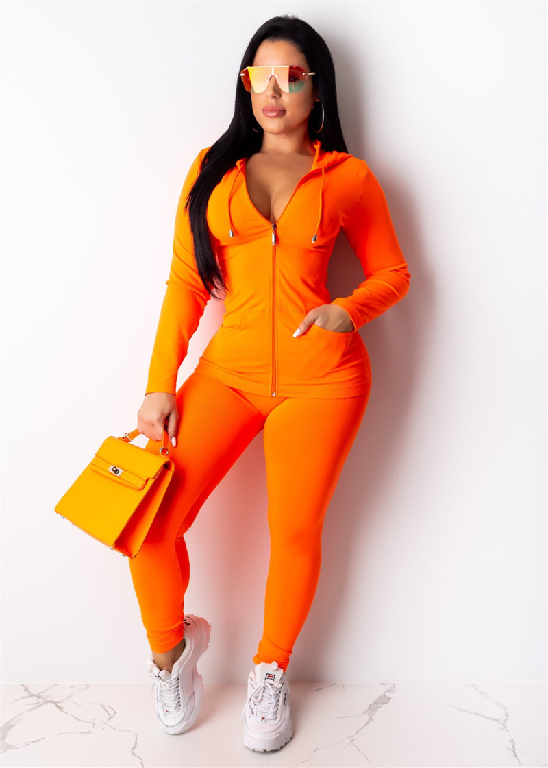 orange sweatsuit womens