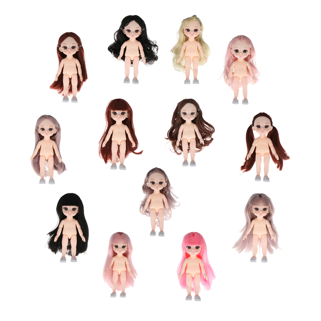 Flexible 13 Ball Joints 1//12 BJD Girl Doll 3D Eyes White Skin DIY Making Toy