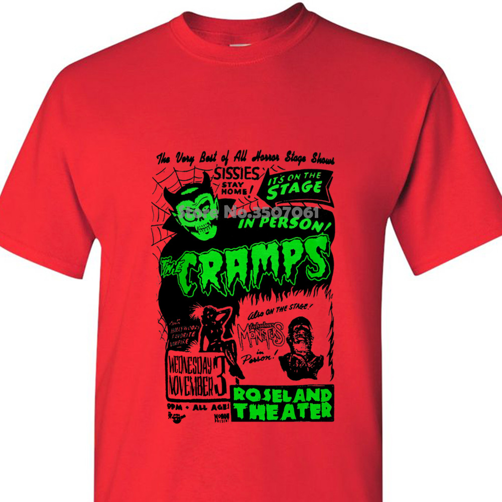 MENS WHITE T-SHIRT THE CRAMPS THE CRAMPS LUX INTERIOR GIG POSTER DEVIL S-5XL