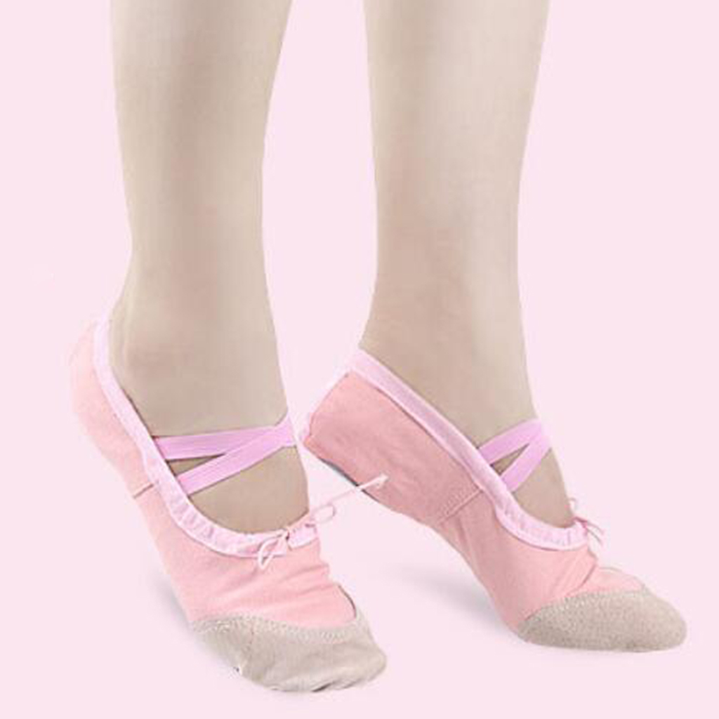 Women Ladies Ballet Shoes Canvas Yoga Gymnastic Split Sole Adults Size 1-8