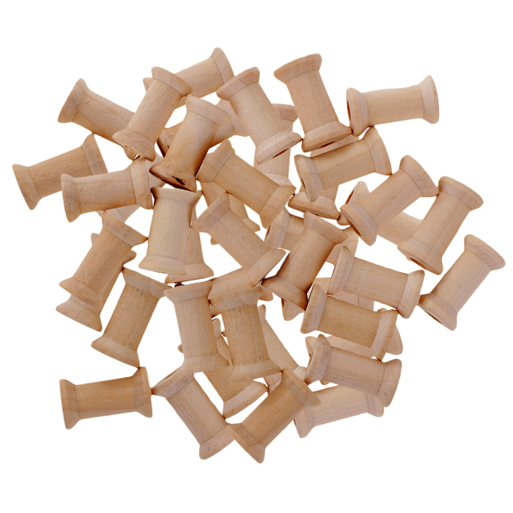 Description Picture 6 of item50pcs Empty Thread Spools Vintage Natutral Wooden Bobbins For Twine Wire Ribbons Reel Spool Sewing Accessories Tools DIY Crafts