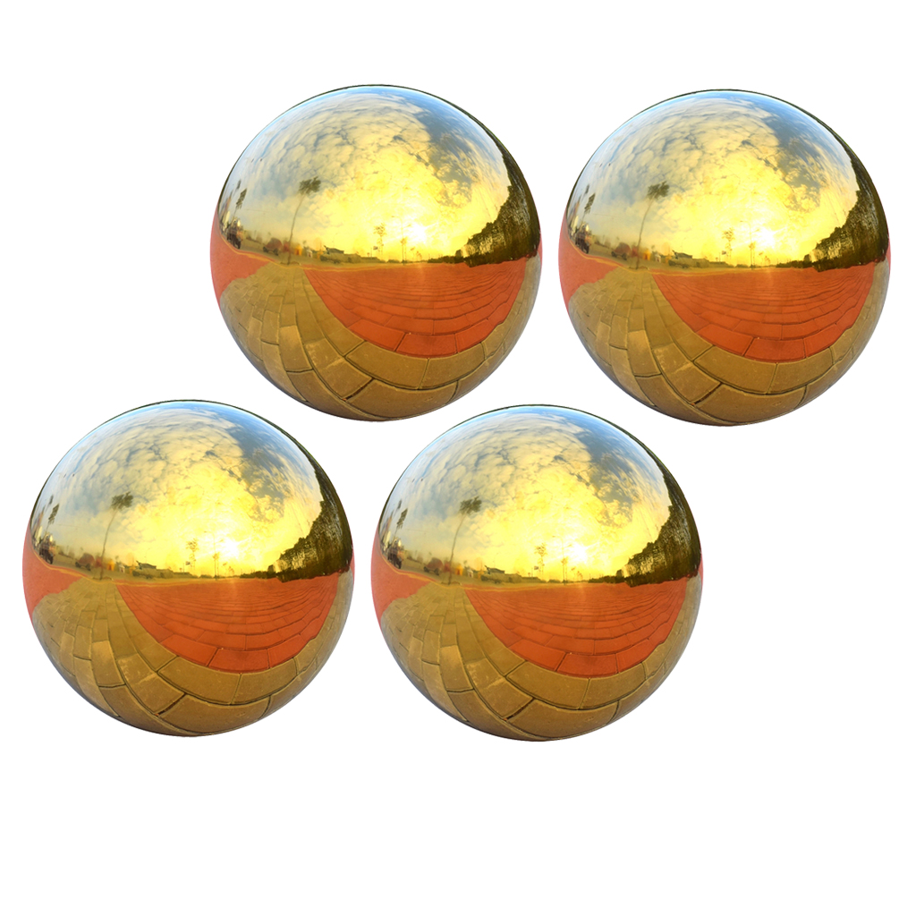 3pcs Stainless Hollow Gazing Ball Seamless Mirror Sphere Garden Decor Gold 
