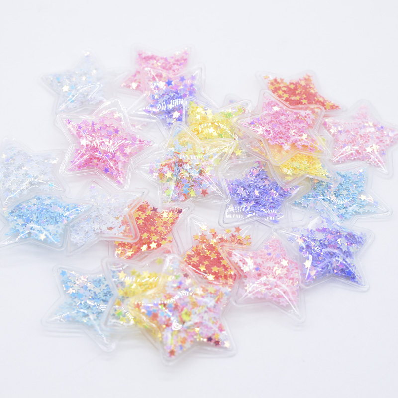 Description Picture 4 of item32Pcs 36mm Glitter Star Transparent Plastic Filling Sequin Appliques for DIY Headwear Hair Clips Bow Decor Accessory Patches L05