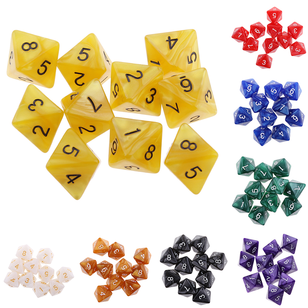 10pcs 8 Sided Dice D8 Polyhedral Dice for Dungeons and Dragons RPG Purple 