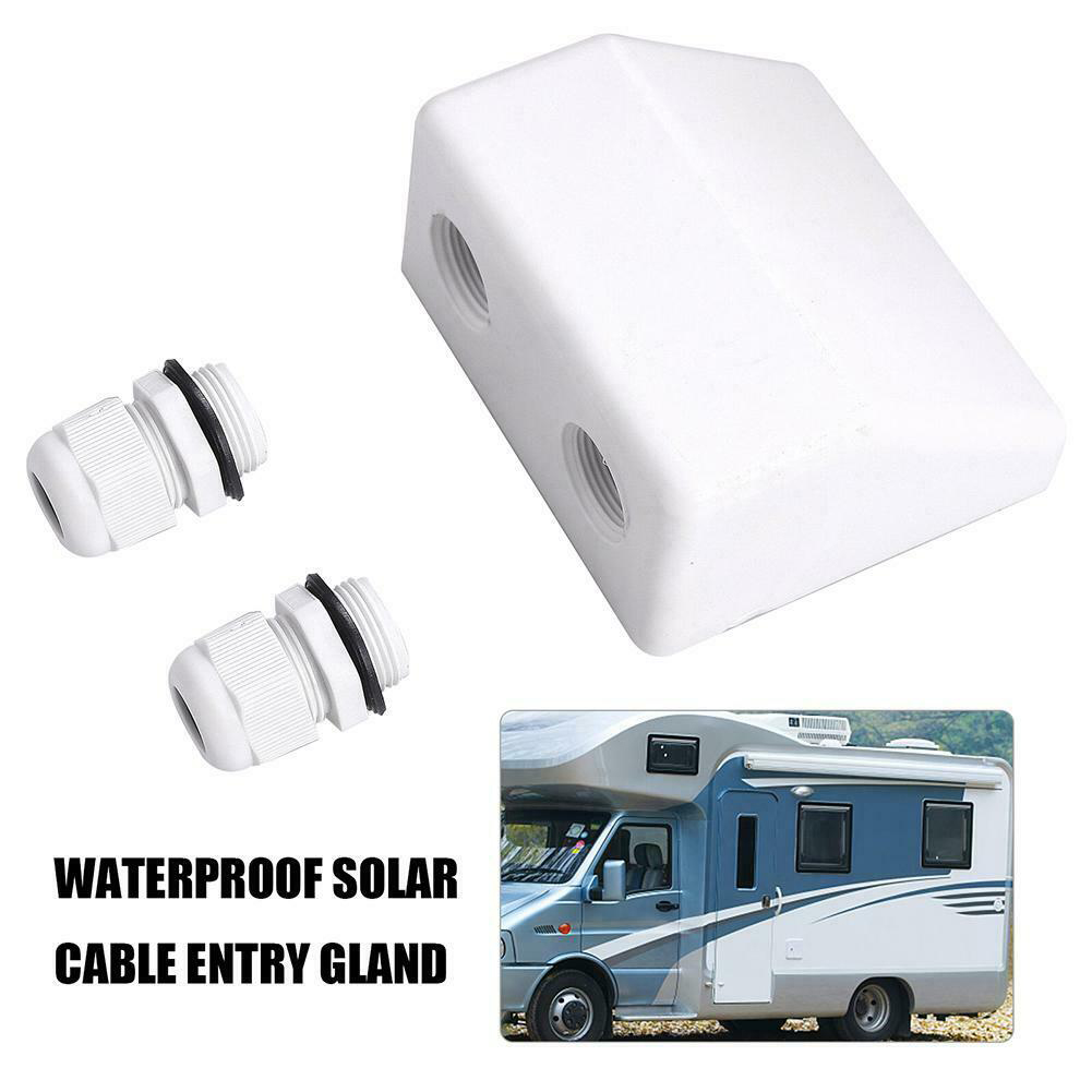 Free Size Caravanas Entrada de Cable Caja F/ácil Instalaci/ón Doble Cable Techo Solar Panel ABS Entrada Gl/ándula Caja de Derivaci/ón Solar Panel Doble Pasamuros Caja para Caravana Blanco