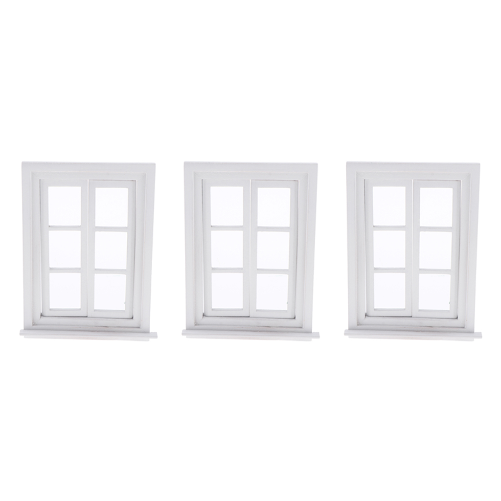 1:12 Dollhouse Wooden Miniature White 12 field Window Frame Model Accessorie_H5 