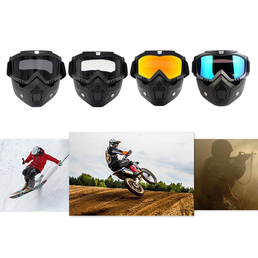 Tinted Lens Riding Detachable Modular Motorcycle Helmet Face Mask Shield Goggles 