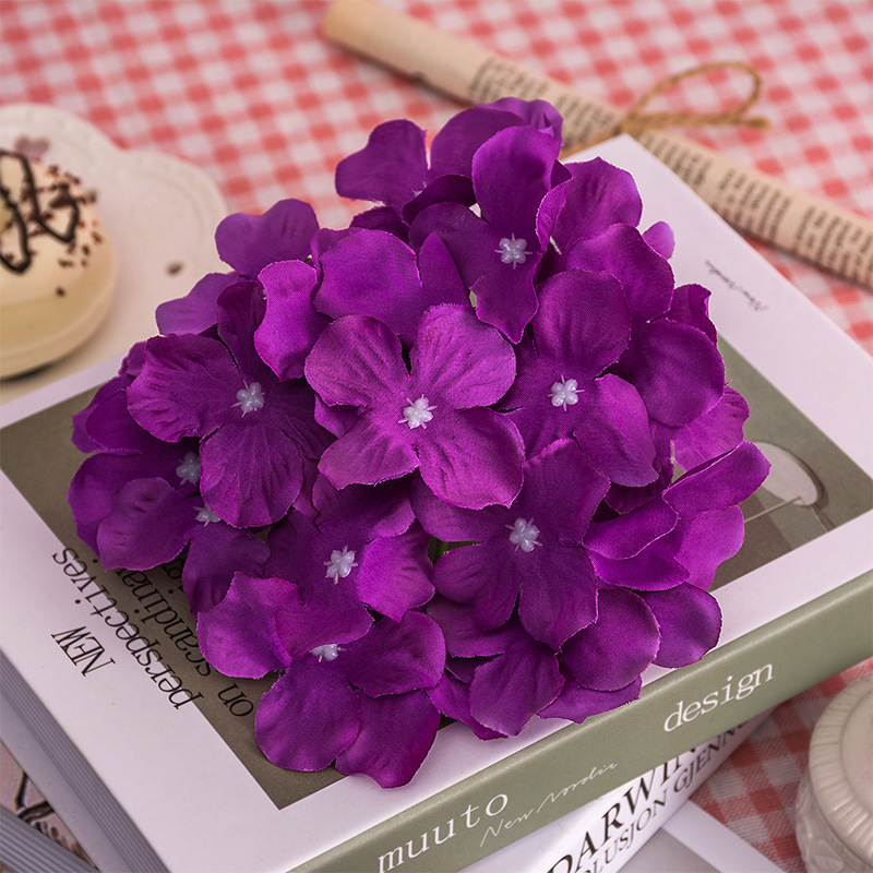 Description Picture 6 of item13-15cm Artificial Hydrangea Flower Head for Wedding Birthday Party Decoration DIY Garland Flower Wall Photography Background