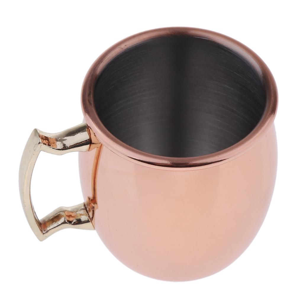 2oz 60ml Moscow Mule Mug Marble Moscow Mule Double Walled Copper Mugs Cup,  Pure Solid Copper Cups with Brass Handles Finish