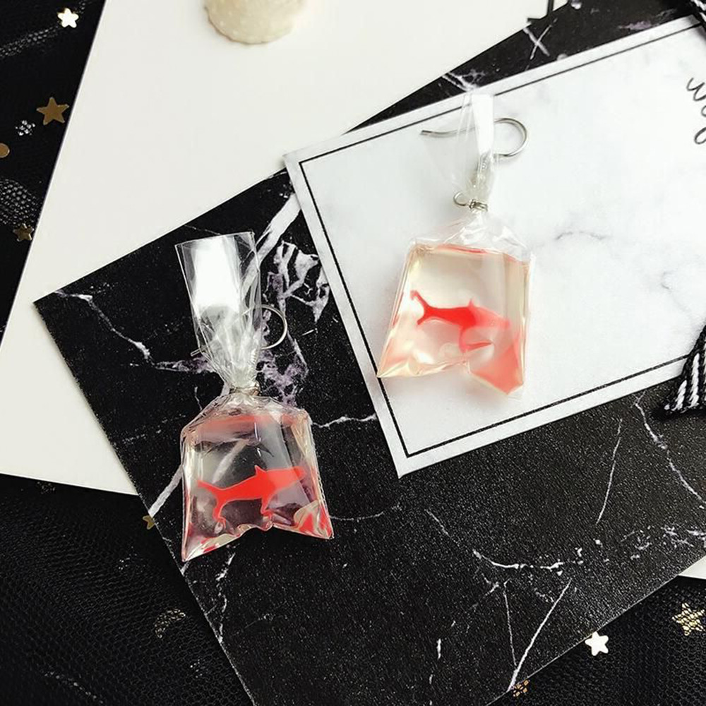 Pendientes de Gancho para la Oreja de Resina Bolsa de Agua Transparente Kongqiabona-UK Pendientes de pez Dorado Fresco para ni/ña