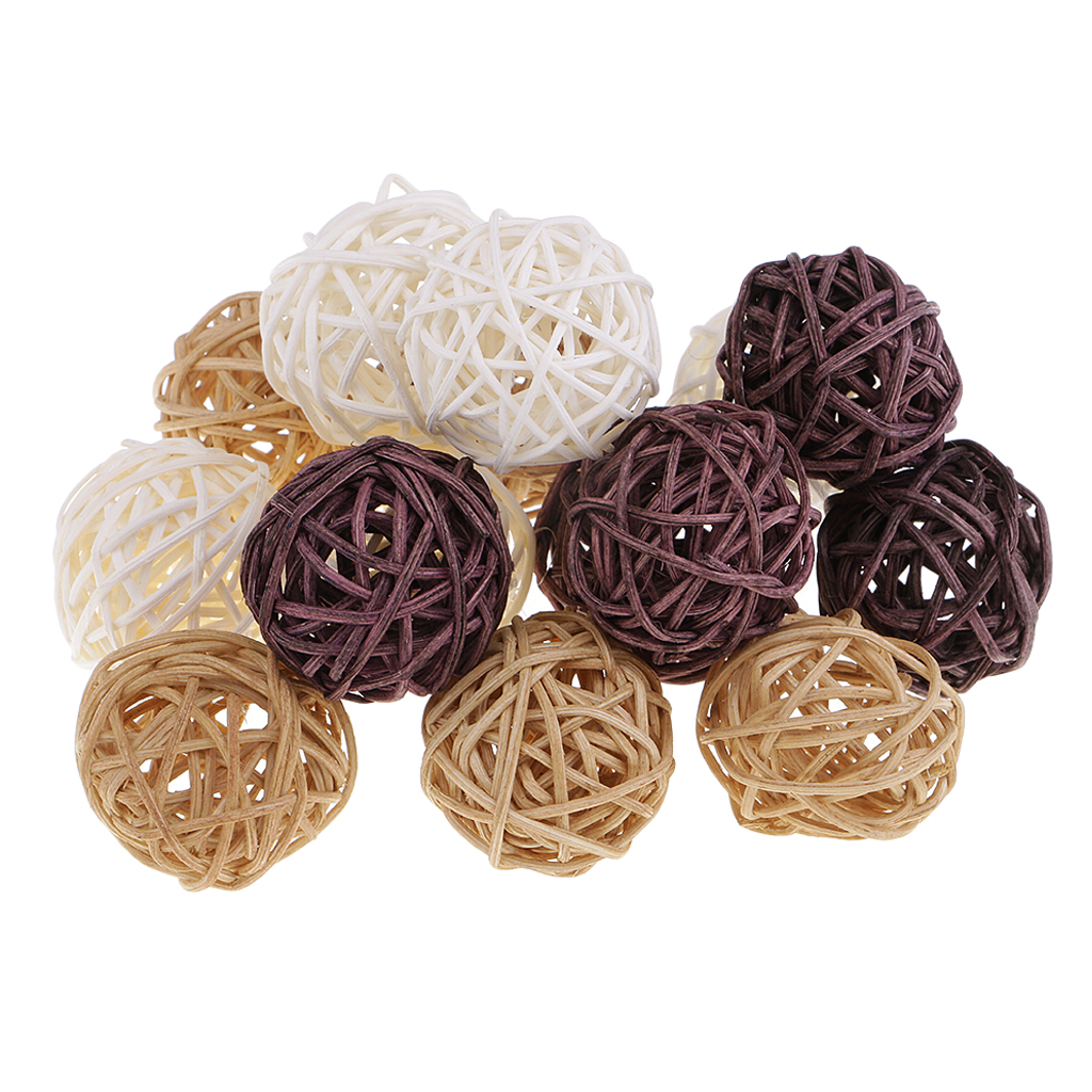 Mixed Wicker Rattan Balls - Decorative Balls for Bowls, Vase Filler, Coffee Table Decor, Wedding Party Decorations