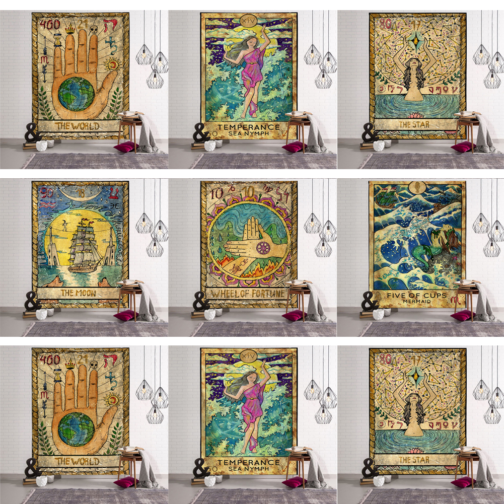 Tarot Card Vintage Tapestry Astrology Home Decor Indian Wall Hanging Pack of 3