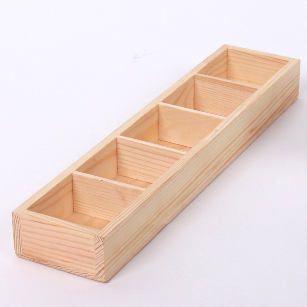 Multi Grid Wooden Flower Pot Bonsai Planter Box Storage Holder Organizer Mgic