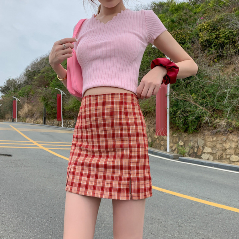 Yingshu Gonne Corte a Vita Alta Gonne Preppy Mini da Donna Coreana Giapponese Gonna Casual da Tennis a Pieghe Scozzese Kawaii