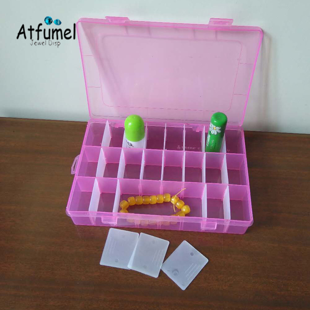 Caja de joyería de 24 compartimentos, caja organizadora de cuentas de