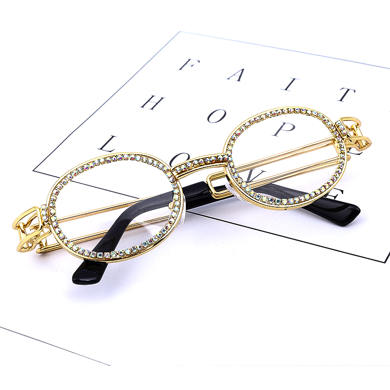 round glasses with diamonds