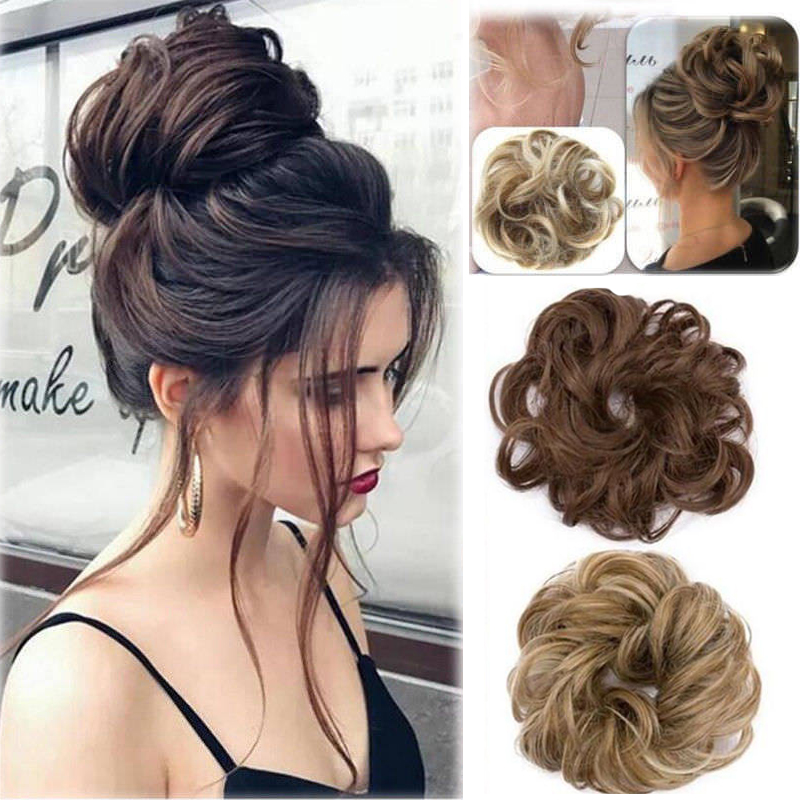 2019 Newest Fashion Curly Messy Bun Hair Piece Scrunchie Updo