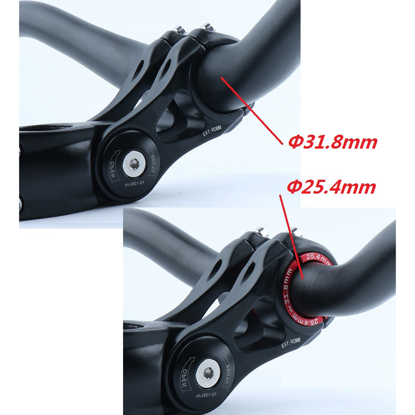 2pcs/pair Bicycle Bike Handlebar Bar Shim Spacer Stem Reducer 25.4mm To 31.8mm 