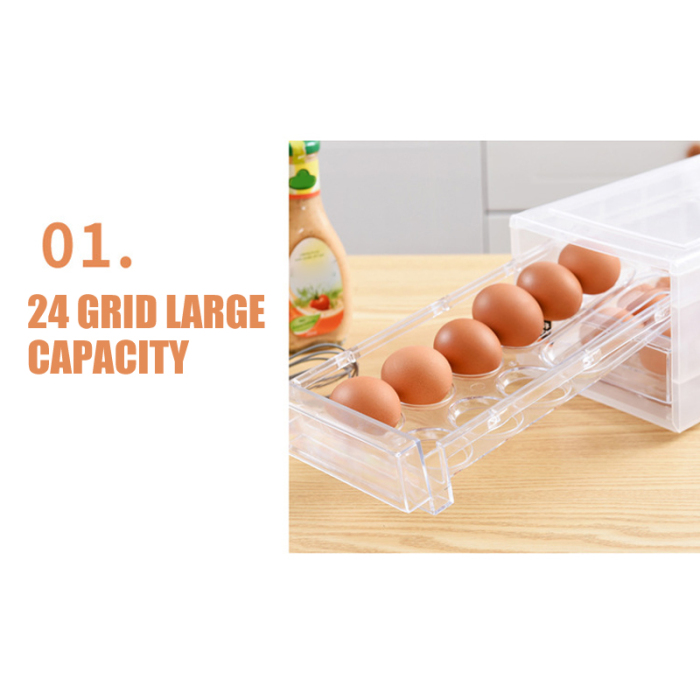 Organizador de huevos para 24 huevos con doble capa 25 x 18.5 x 11 cm amarillo Hanwuo