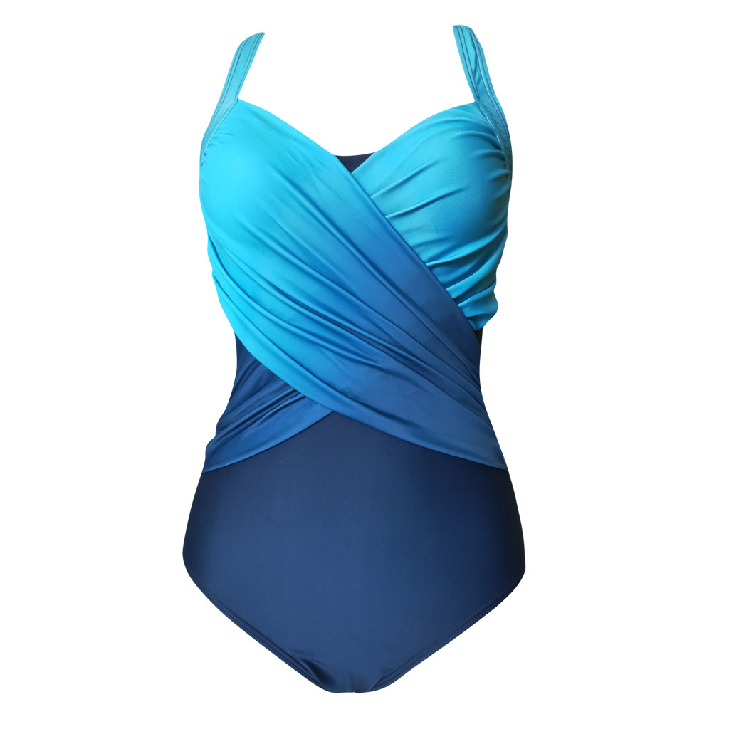 Gradient Color Cross Back Swimsuit 2020 Plus Size Swimwear Women Female