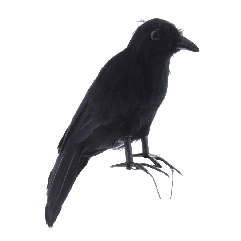 12pcs New Black Feathered Small Crows Birds Ravens Props Decor for Halloween 