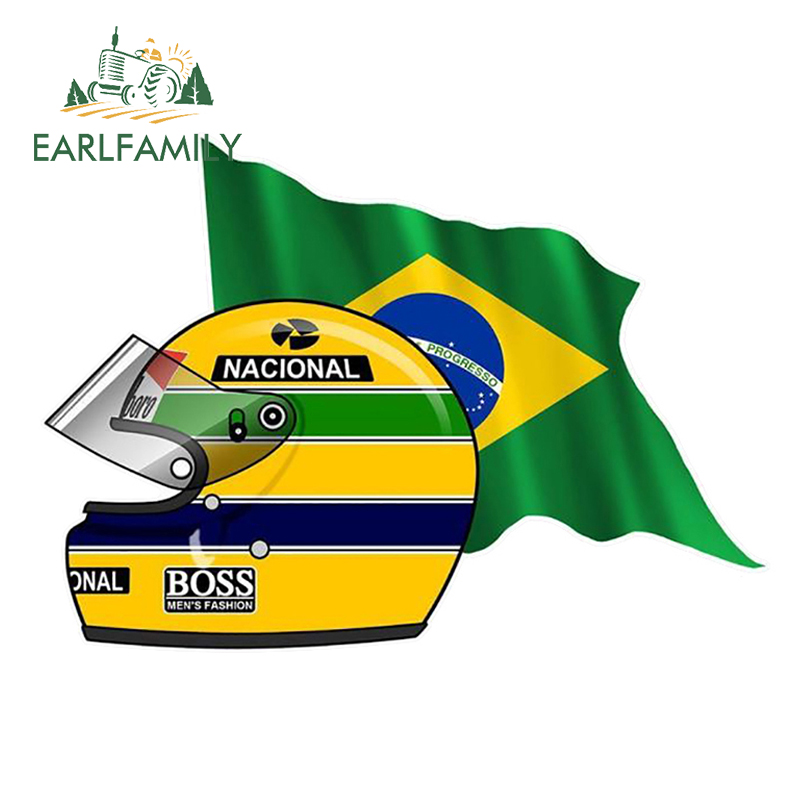 STICKER AYRTON SENNA BRESIL FORMULE 1 CHAMPION DU MONDE 9cm AUTOCOLLANT SA182