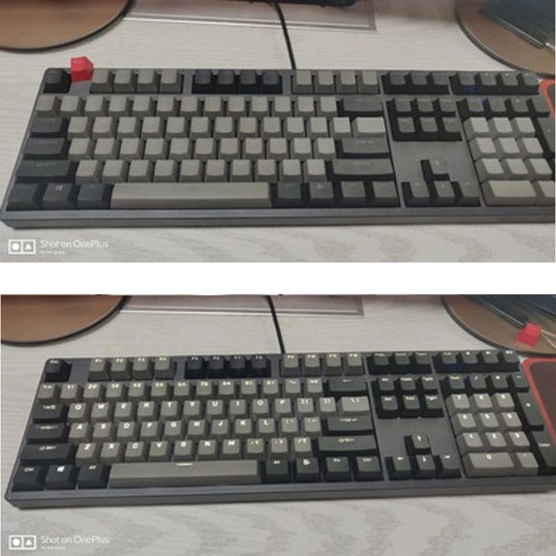 Tebatu PBT 108 Key for Dolch,Layout Bi-Color Injection Over Molding Keycap Black Gray Mixed