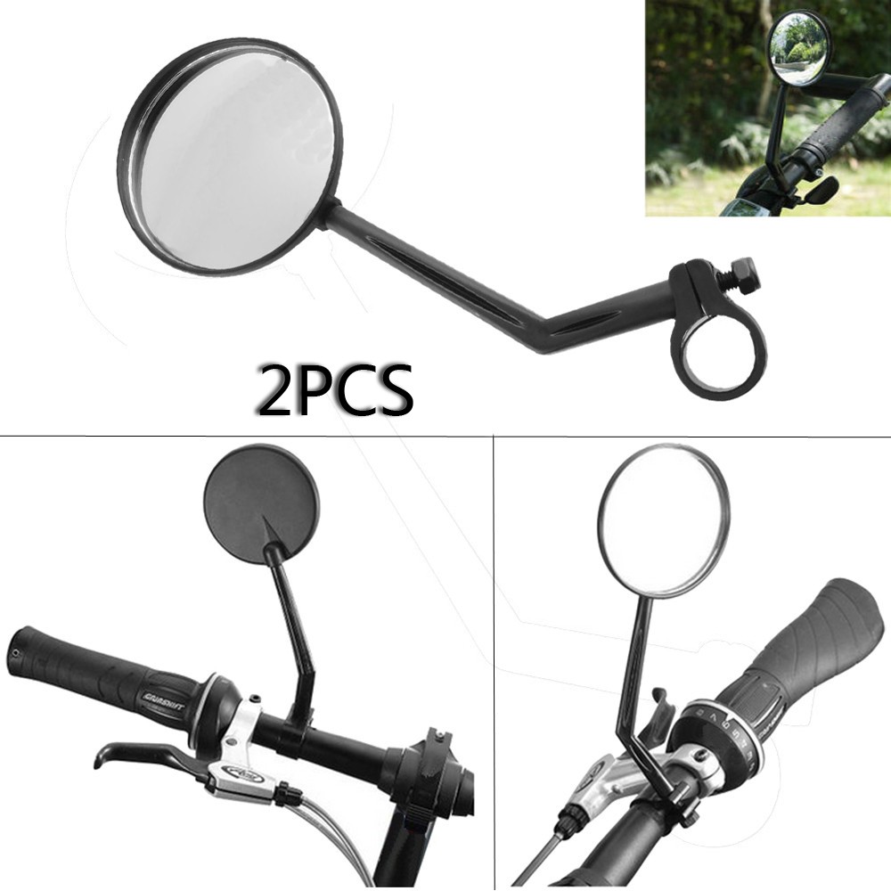 2pc Bike Bicycle Back View Mirror Rearview Rear Mirror Black Handlebar Flexible