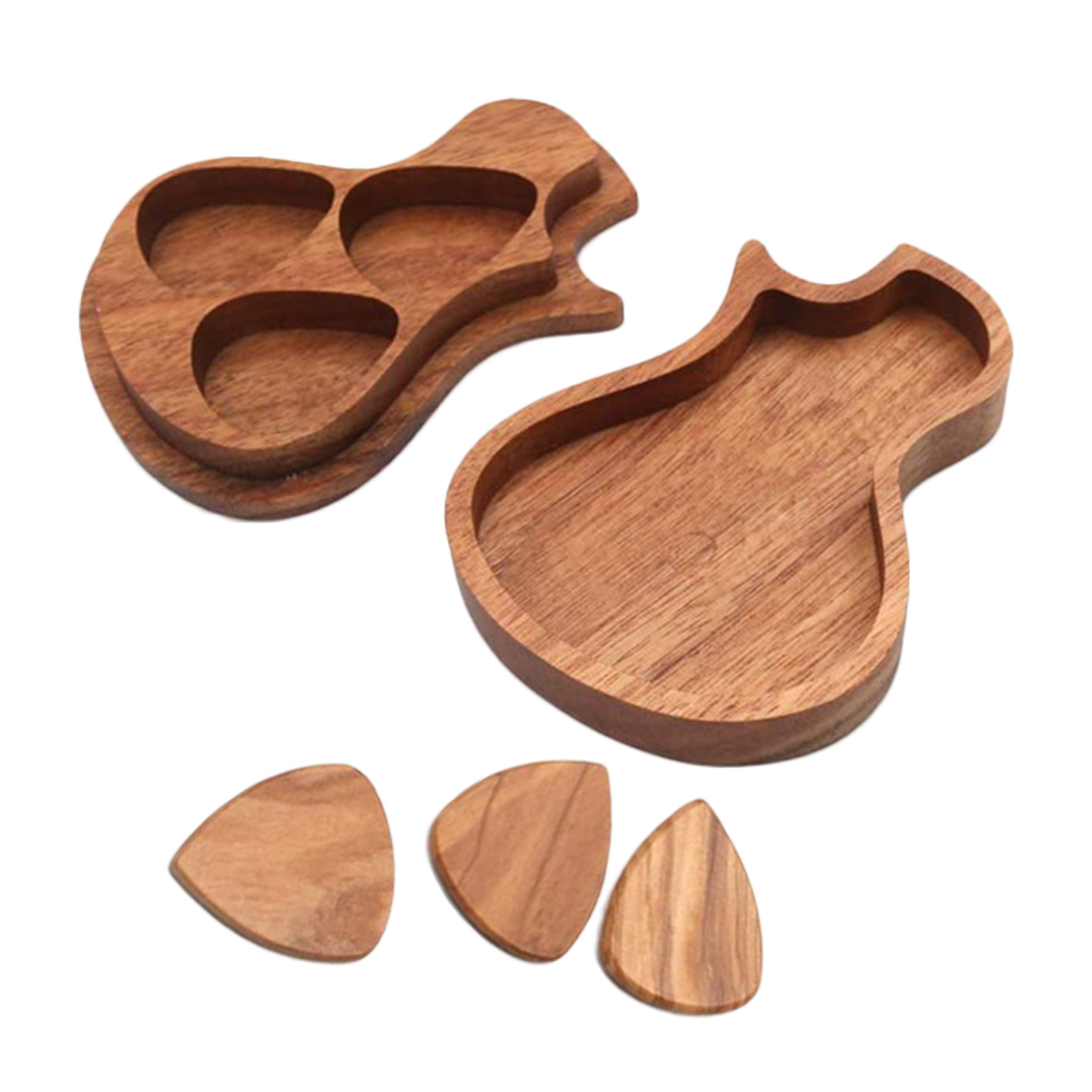 Description Picture 6 of itemPortable Solid Wood Acoustic Guitar Pick Wooden Storage Box Electric Bass Plectrum Mediator Musical Instrument Guitar Accessory