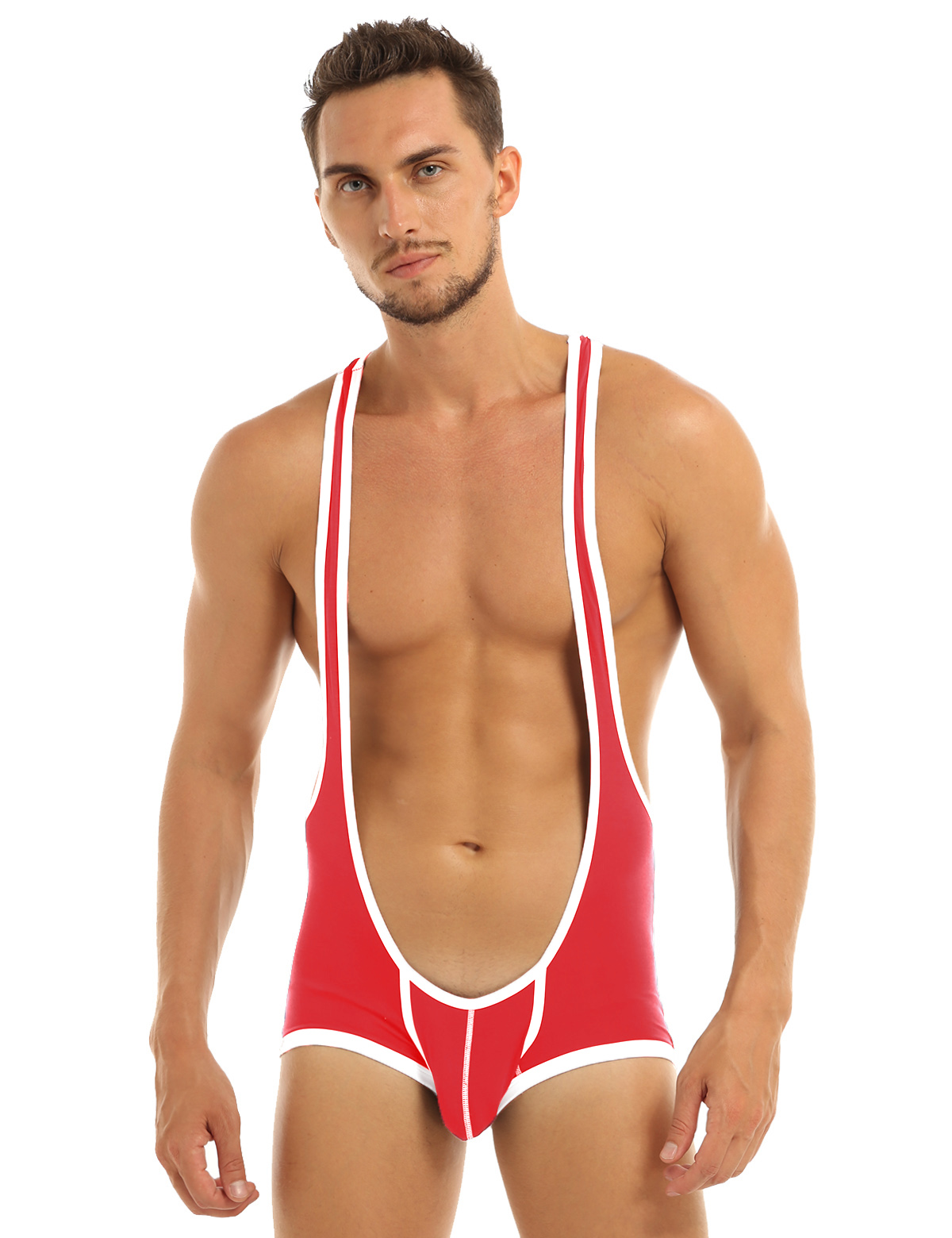 Men's Open Butts Briefs Jockstrap Mankini Bodysuit Underwear Wrestling Singlet 