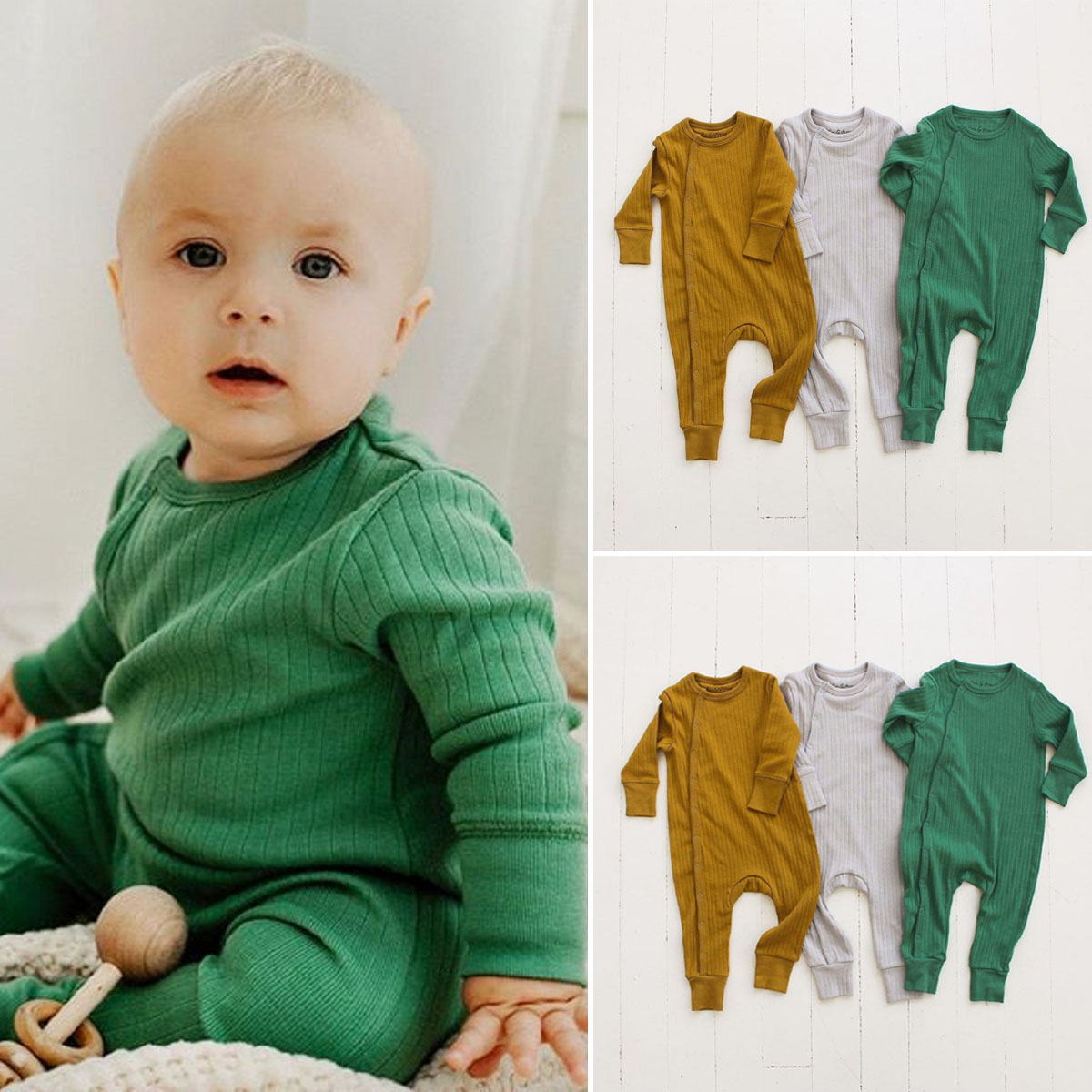 green baby jumpsuit