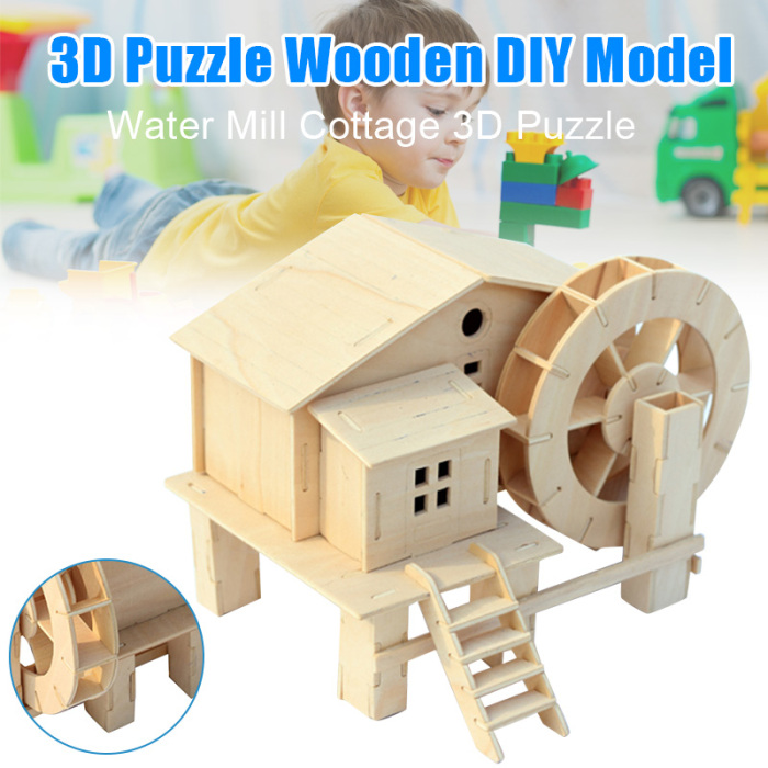 Kinder 3D Holz Land Station Modell Puzzle Spielzeug Construction Kit Gesch L4B5 