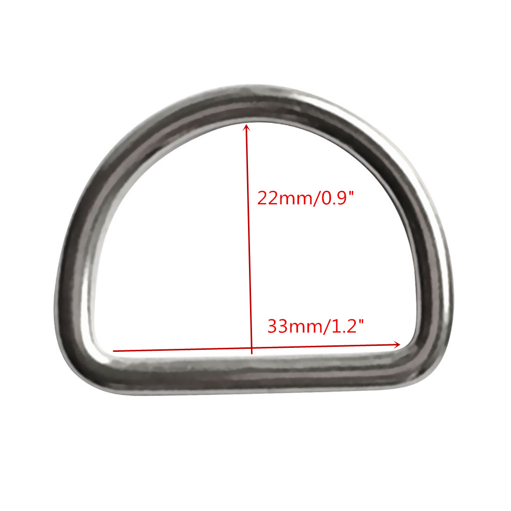 4pcs Marine 316 Stainless Steel D Ring Fits 1.2" Webbing Weight Belt Harness 