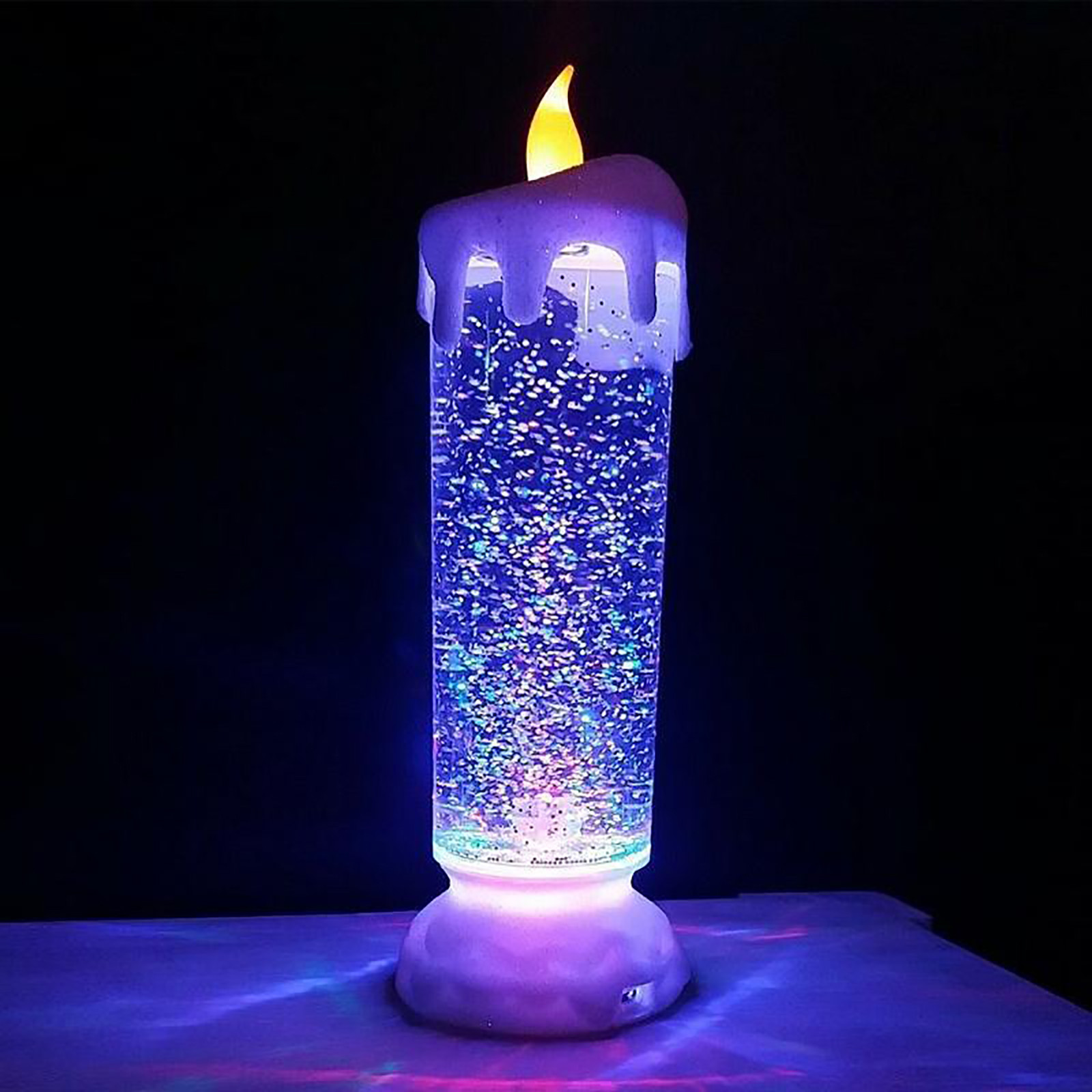 Lamp - Rotating Color Changing Glitter LED Romantic Crystal Candle