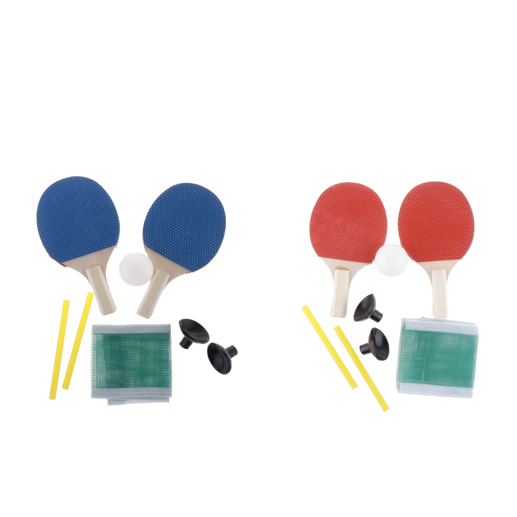 1 Pair Mini Table Tennis Ping Pong Racket Bat Ball Net Set Durable To Use 