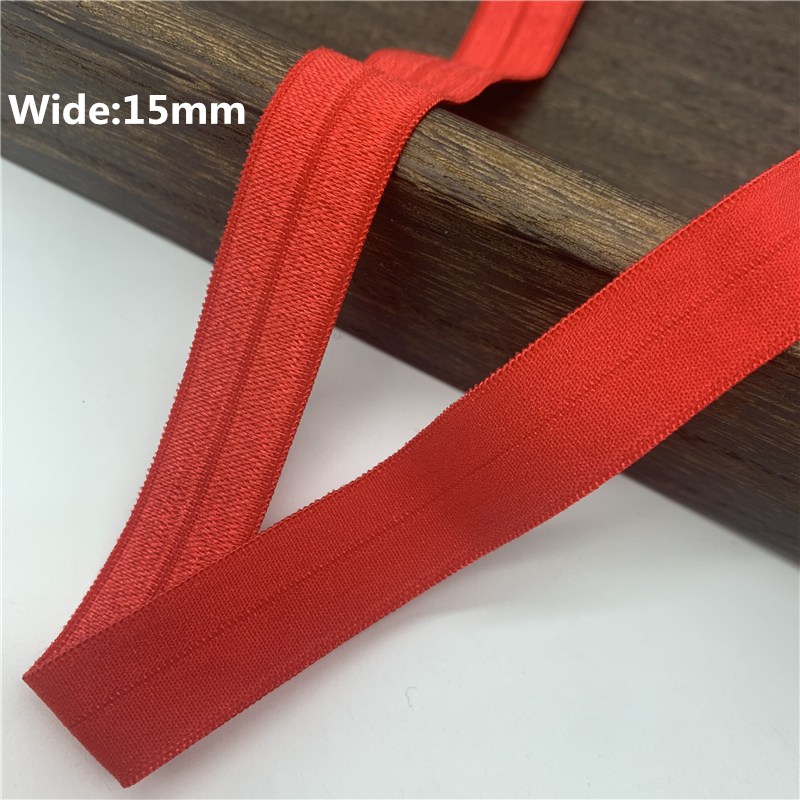 Description Picture 4 of item10/15/20/25mm Red Elastic Ribbon Fold Over Spandex Elastic Band For Sewing Lace Trim Waist Band Garment Accessory