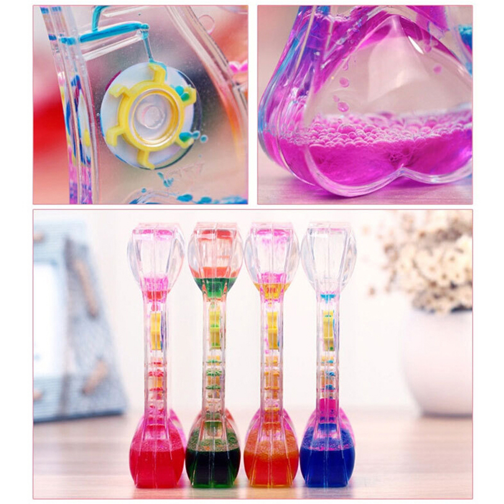 Description Picture 4 of itemDouble Heart Double Color Floating Liquid Oil Acrylic Hourglass Liquid Visual Movement Hourglass Timer Home Decoration
